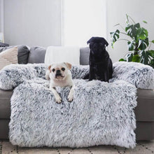 Lade das Bild in den Galerie-Viewer, Zwei kleine Hunde entspannen auf einem Sofa mit einem flauschigen Sofabezug für Hunde und Katzen.

